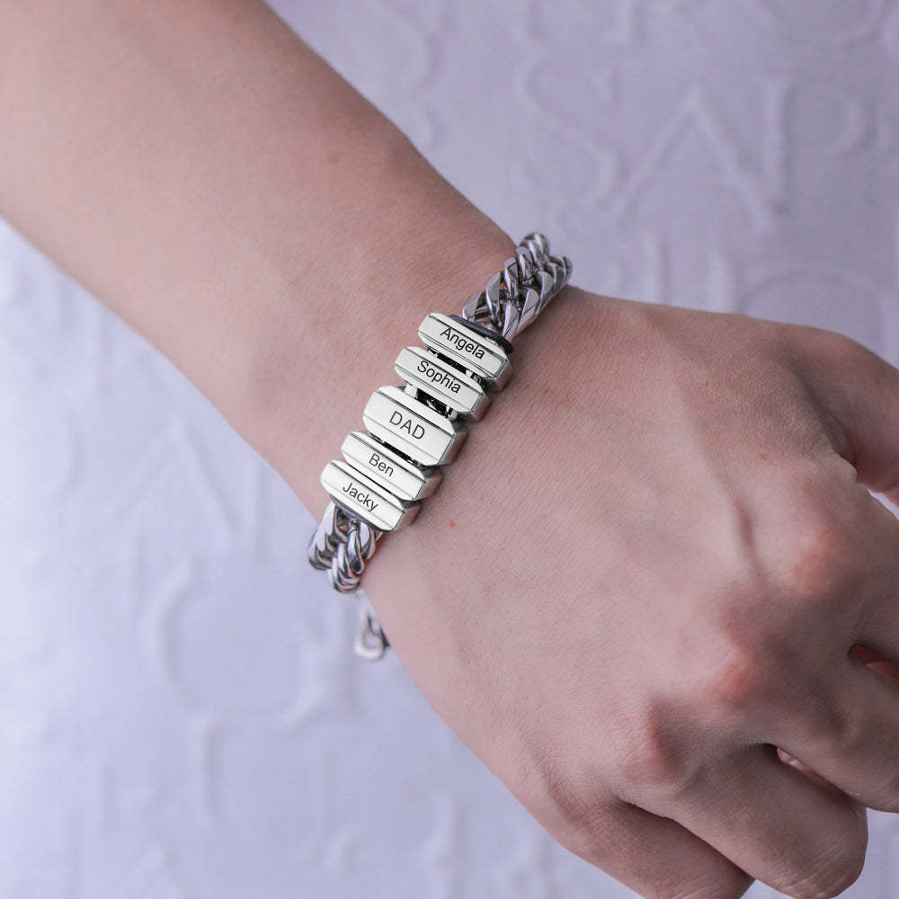 Engravable Cuba Link Men's Bracelet With Personalized Beads