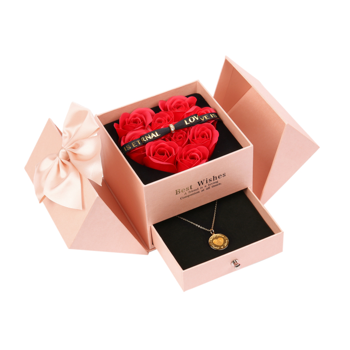 Pink Rose Exquisite Jewelry Box Storage Box Valentine's Day Gift Packaging Box