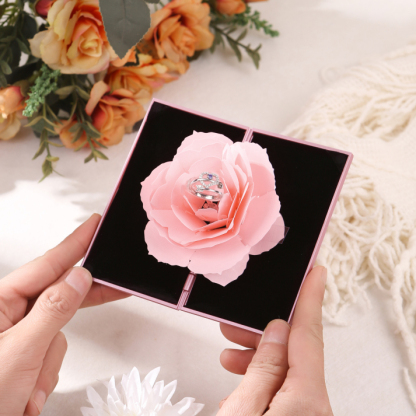 Ring Gift Box Elegant Rose Design Romantic Gift for Her