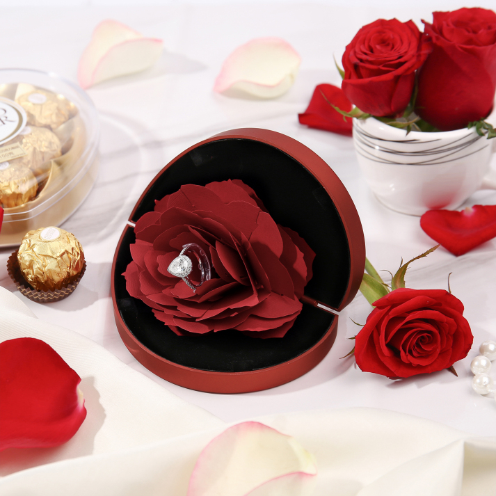 Ring Gift Box Rose Exquisite Jewelry Box Valentine's Day Gift Packaging Box