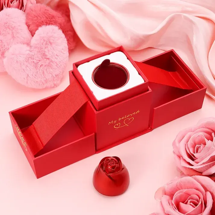 Rose Ring Box Red Jewelry Gift Box Ring Packaging Box