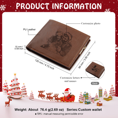 Personalized Men's Wallet with Custom PU Leather Wallet 