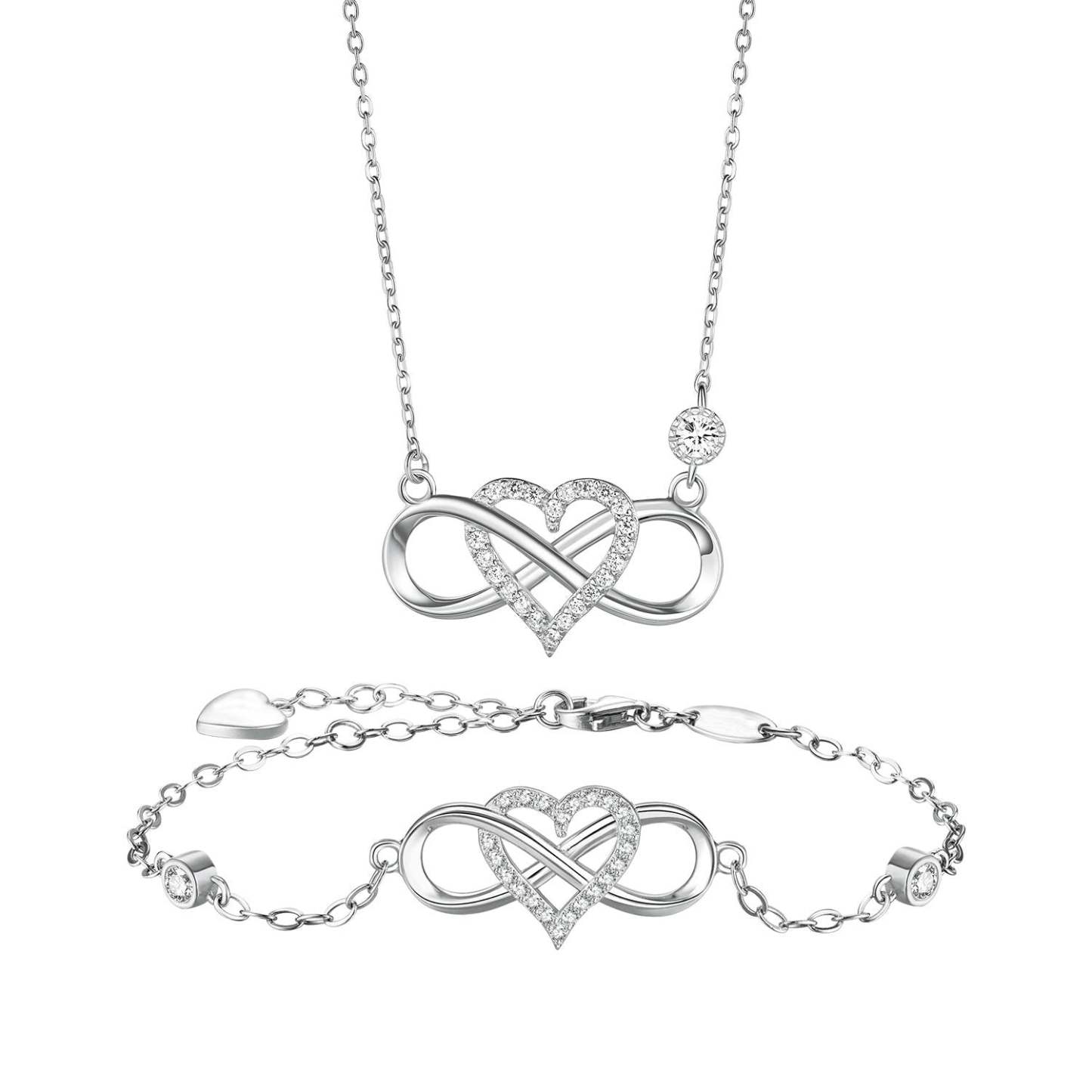 Infinity Heart Necklace With Diamond inlaid