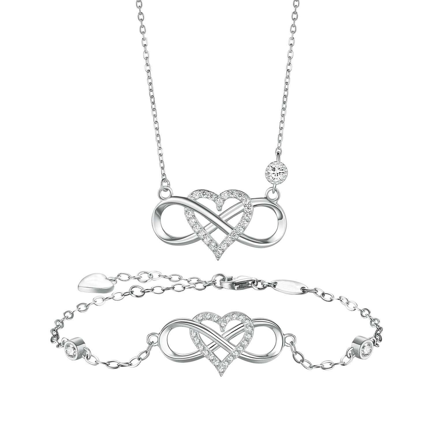 Infinity Heart Necklace With Diamond inlaid