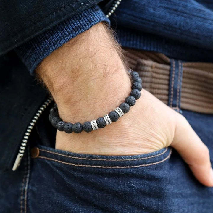 Customized Lava Tiger Eye Stone Beads Bracelet for Men