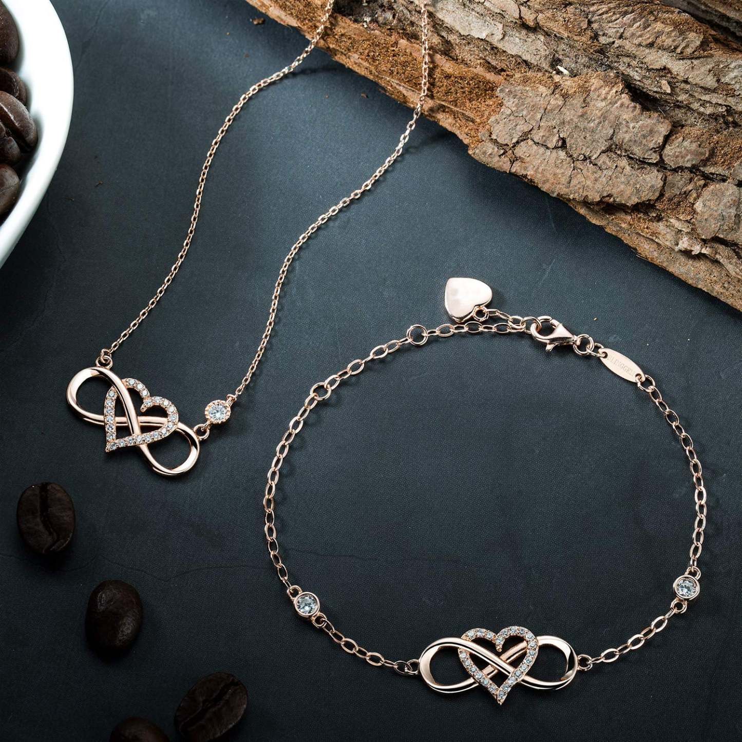 Infinity Heart Necklace With Diamond inlaid