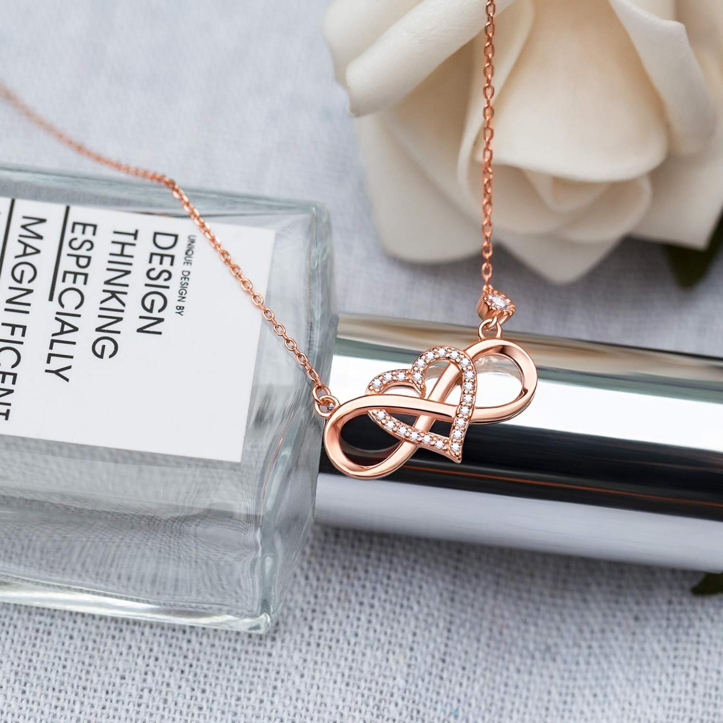 Infinity Heart Necklace With Diamond inlaid