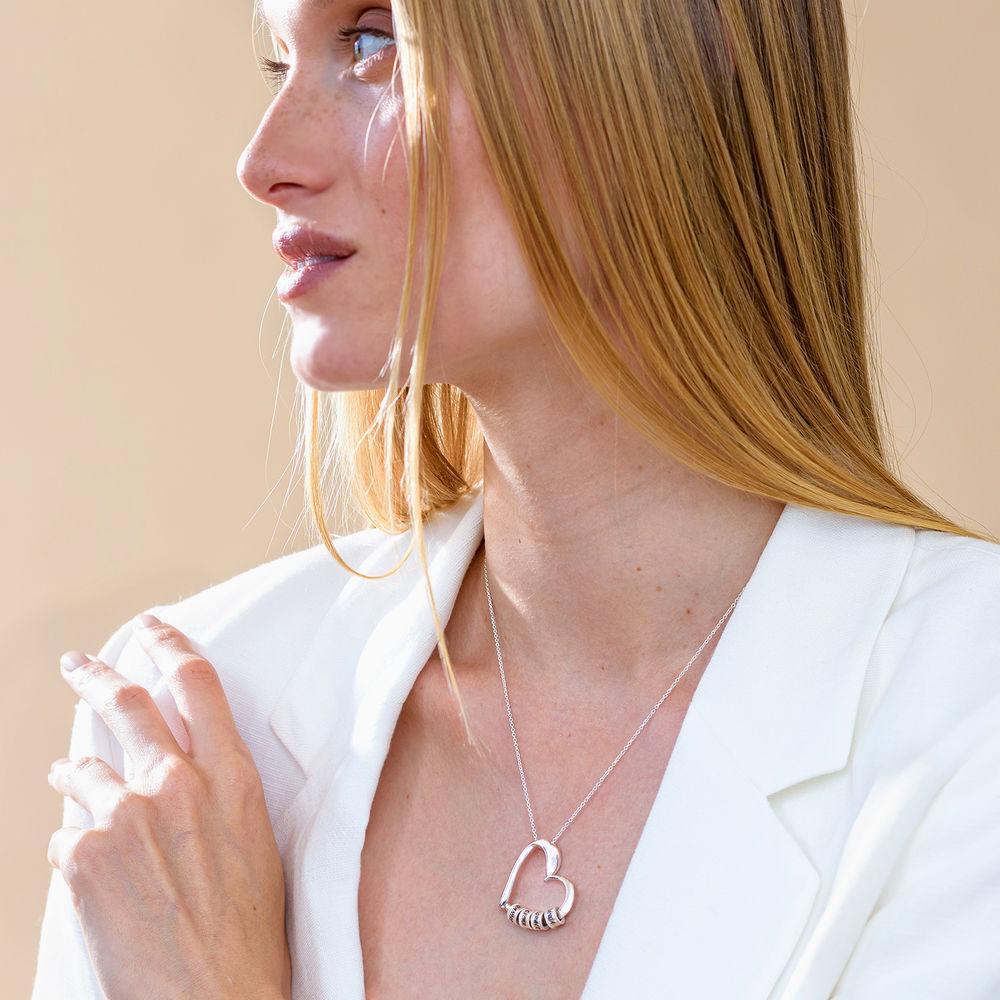 Mother's Day Gift Charming Heart Necklace with Engraved Beads