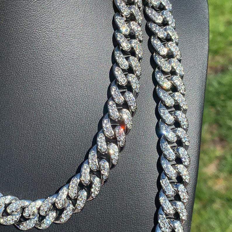 14mm Width Iced Out Cuban Link Chain