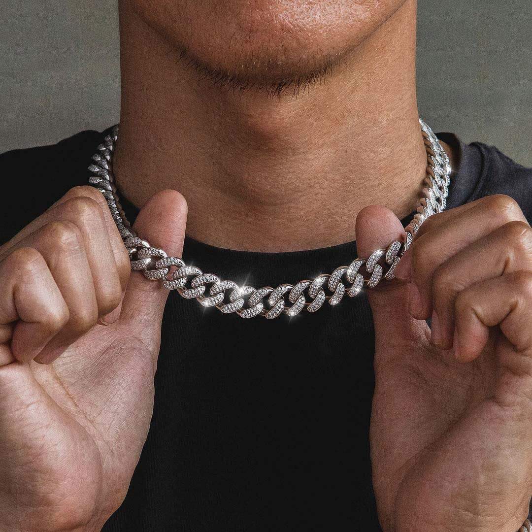14mm Width Iced Out Cuban Link Chain
