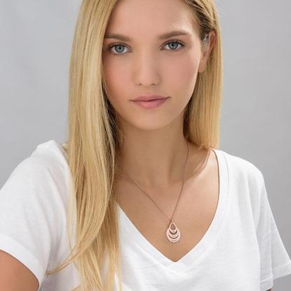 Engraved Drop Shape Family Necklace