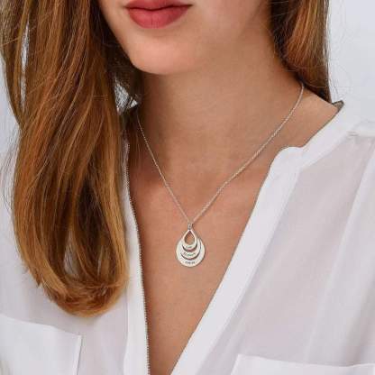 Engraved Drop Shape Family Necklace