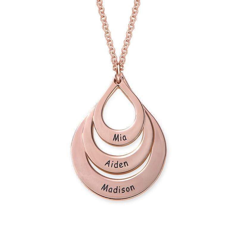 Engraved Drop Shape Family Necklace
