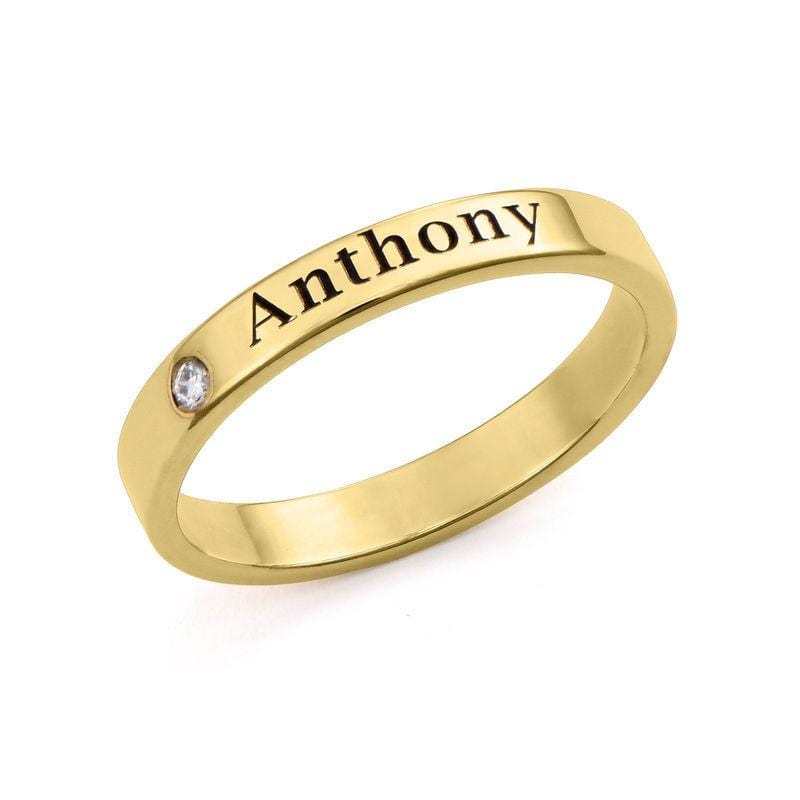 Stackable Name Ring with Diamond Multiple name rings