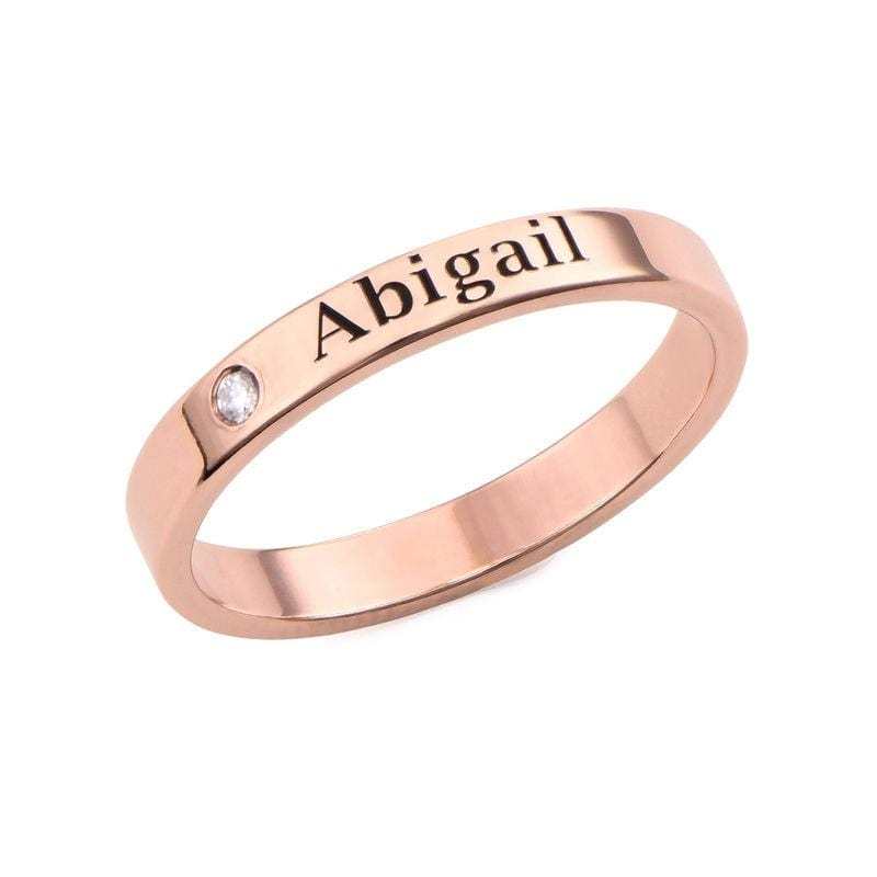 Stackable Name Ring with Diamond Multiple name rings