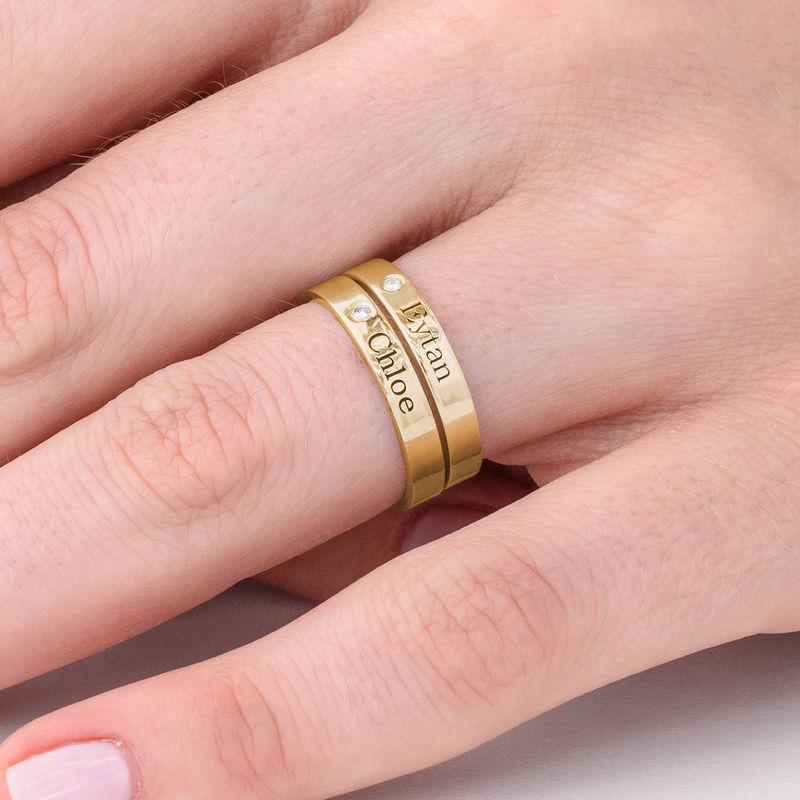 Stackable Name Ring with Diamond Multiple name rings