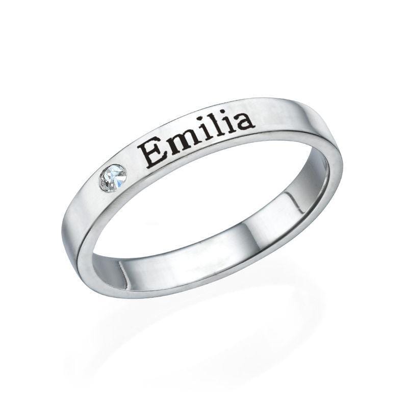 Stackable Name Ring with Diamond Multiple name rings