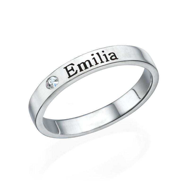 Stackable Name Ring with Diamond Multiple name rings