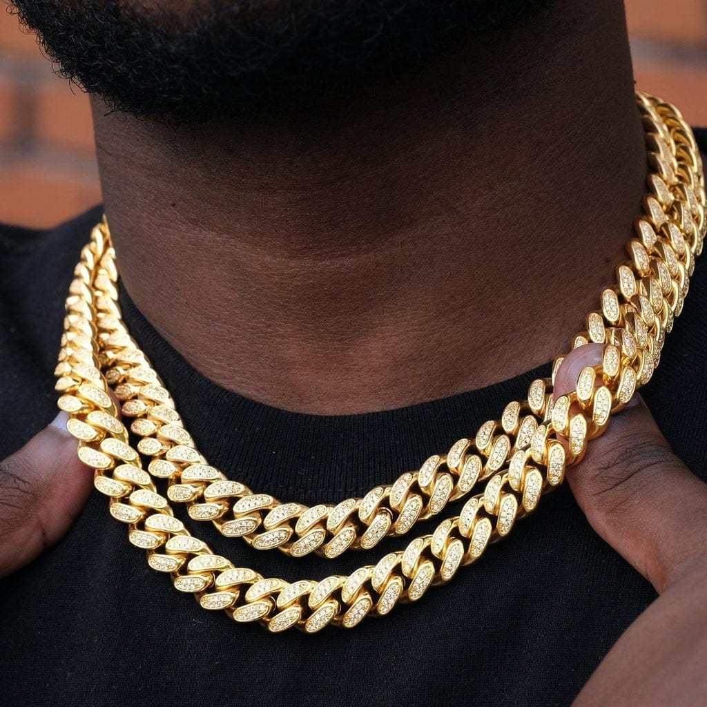 14mm Width Iced Out Cuban Link Chain