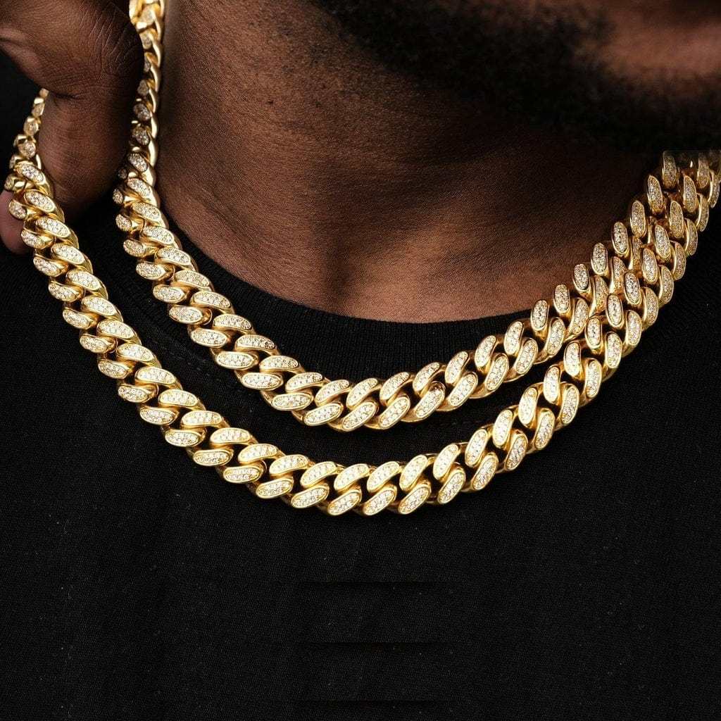 14mm Width Iced Out Cuban Link Chain