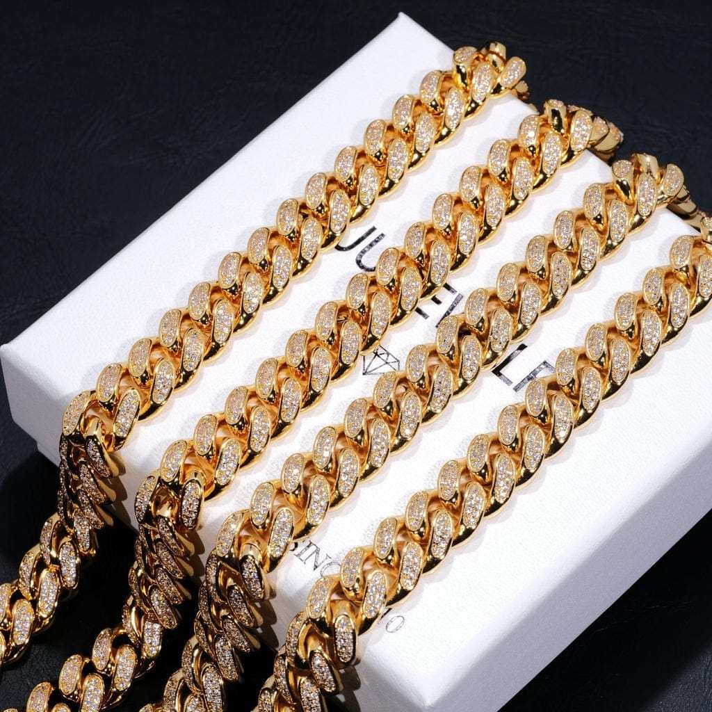 14mm Width Iced Out Cuban Link Chain