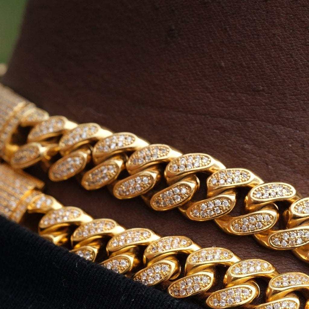 14mm Width Iced Out Cuban Link Chain