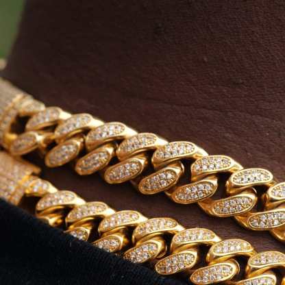 14mm Width Iced Out Cuban Link Chain