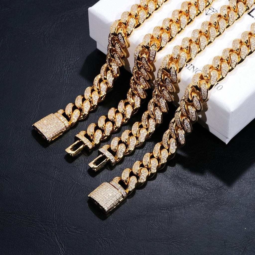 14mm Width Iced Out Cuban Link Chain