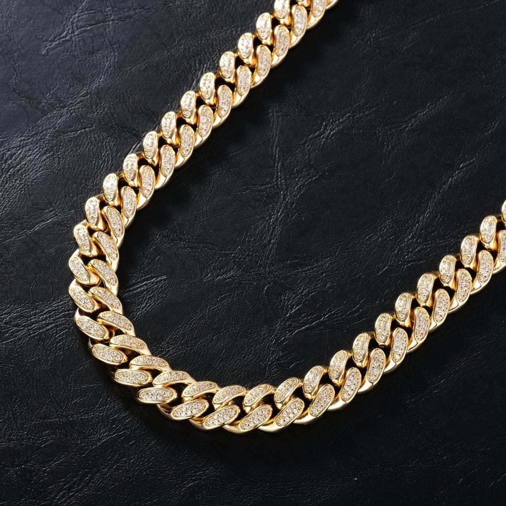 14mm Width Iced Out Cuban Link Chain