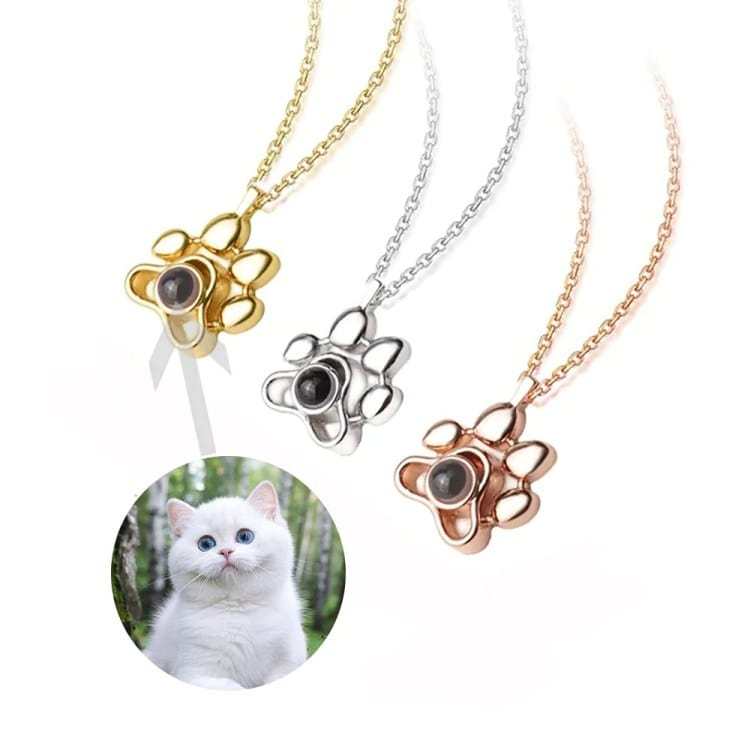 Dog Paw Pet Photo Inside Projection Necklace