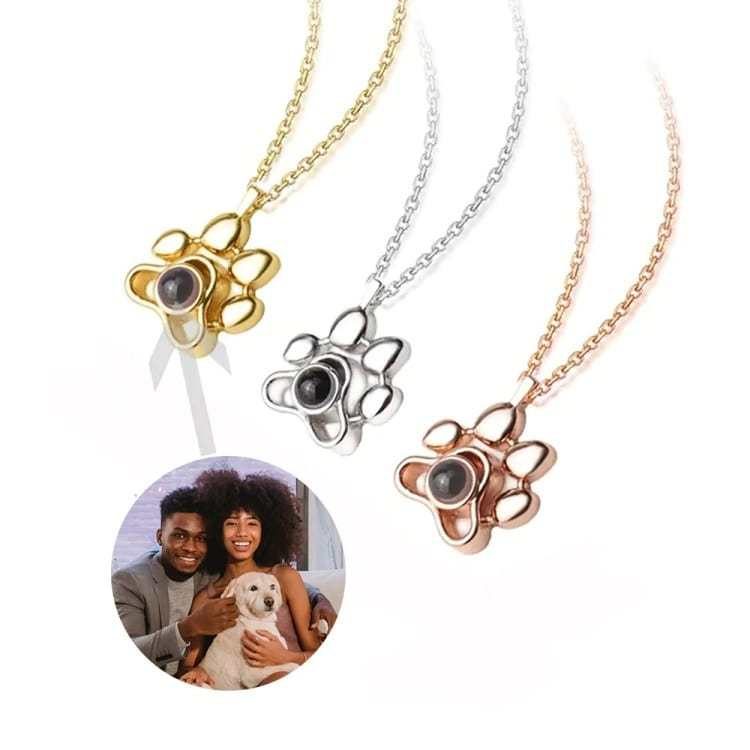 Dog Paw Pet Photo Inside Projection Necklace