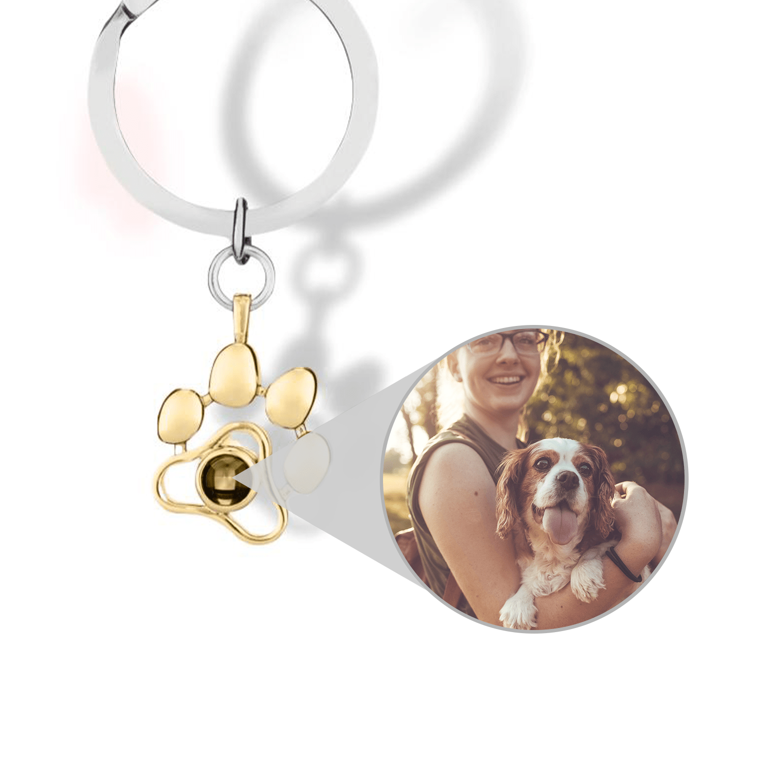 Dog Paw Pet Photo Inside Projection Necklace