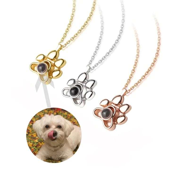 Dog Paw Pet Photo Inside Projection Necklace