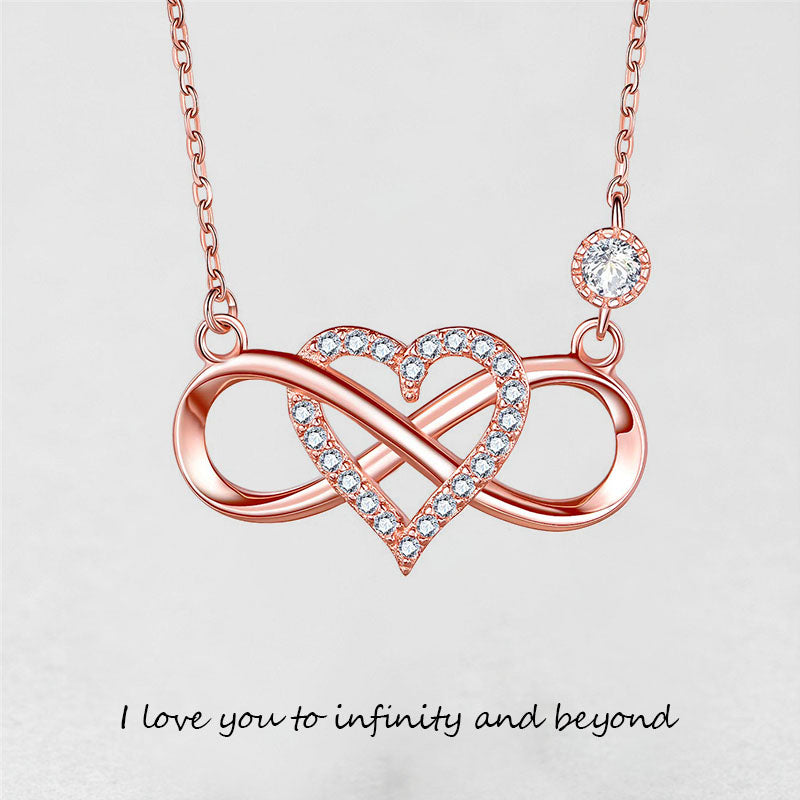 Infinity Heart Necklace With Diamond inlaid
