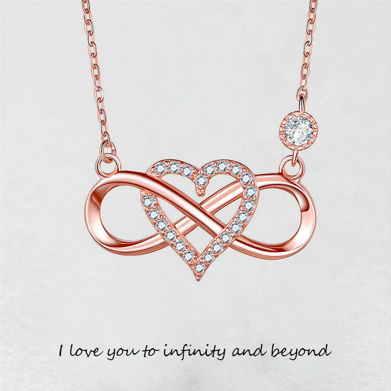 Infinity Heart Necklace With Diamond inlaid