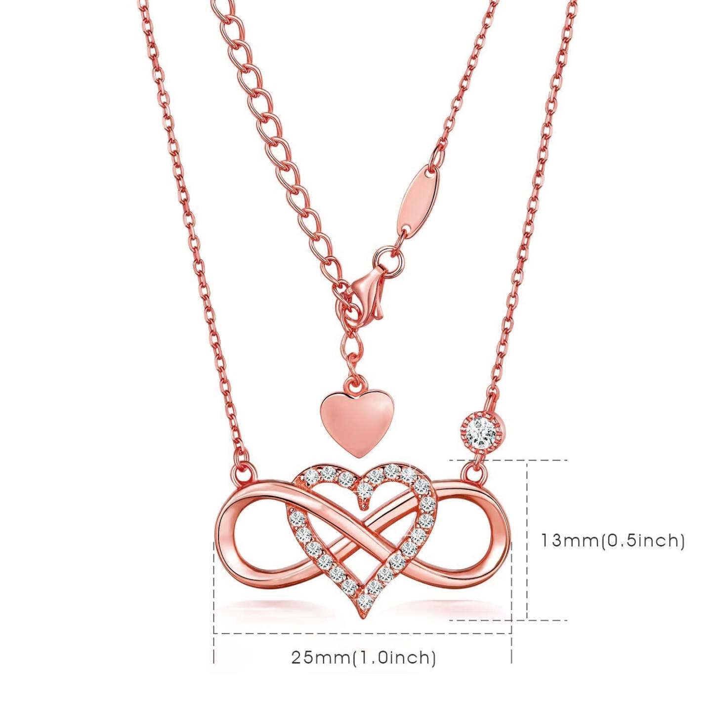 Infinity Heart Necklace With Diamond inlaid