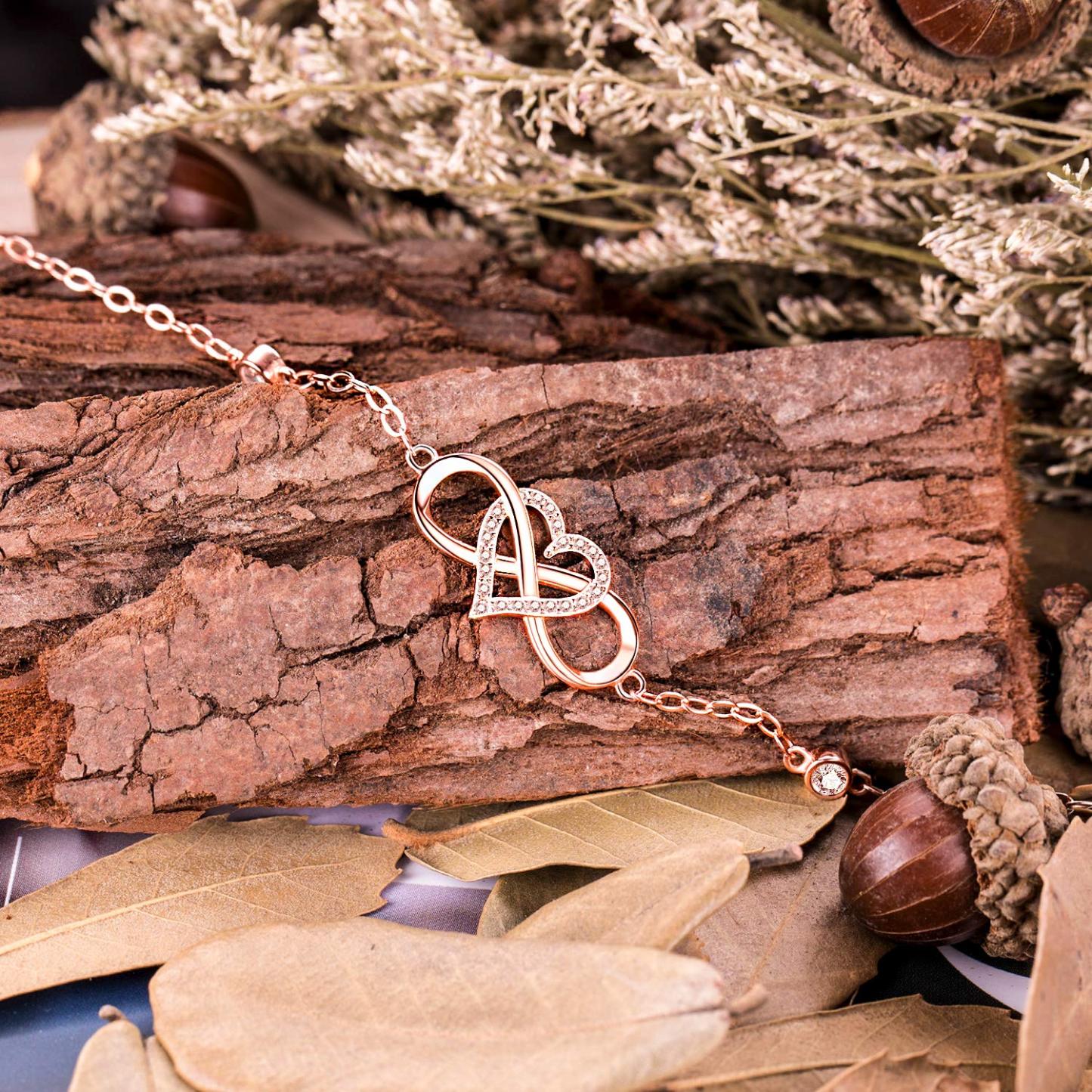 Infinity Heart Necklace With Diamond inlaid