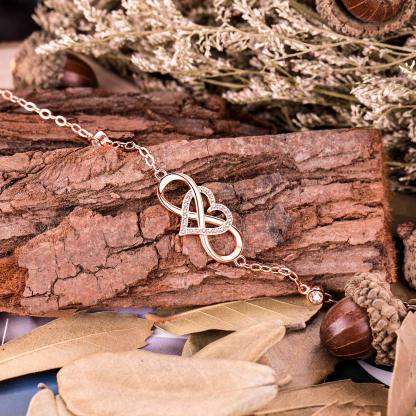 Infinity Heart Necklace With Diamond inlaid