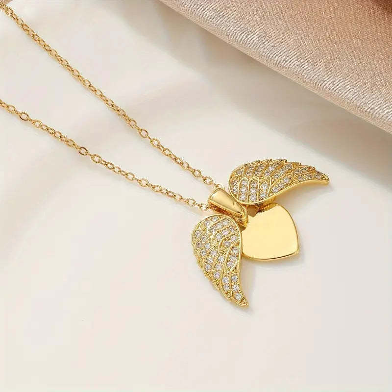 👼Angel Wings Necklace Personalized with Name Angel Locket Heart Necklace