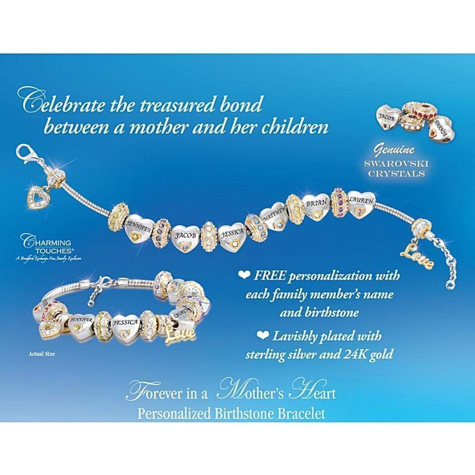 Mother's Day Gift Forever In A Mother's Heart Personalized Birthstone Bracelet