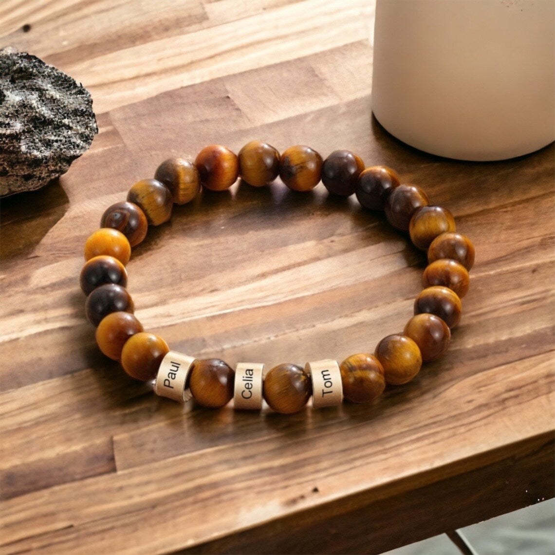 Customized Lava Tiger Eye Stone Beads Bracelet for Men