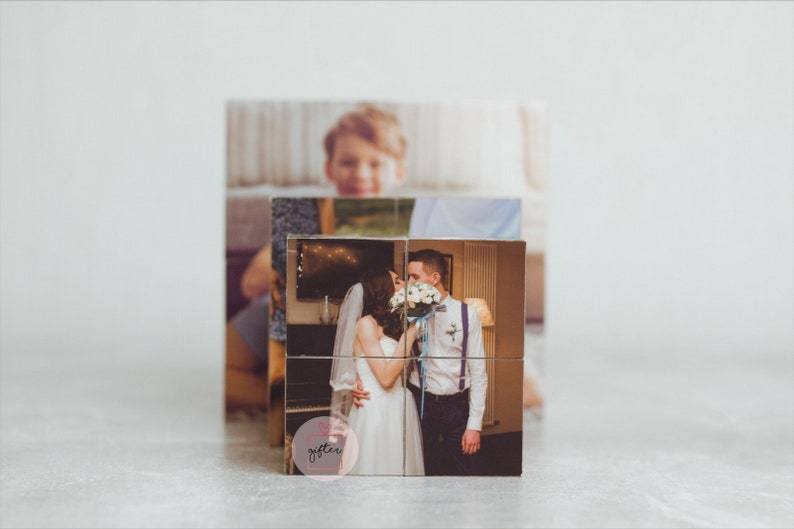 Infinity photo cube, magic photo cube, wooden photo cube, fold photo cube, photo centerpiece idea