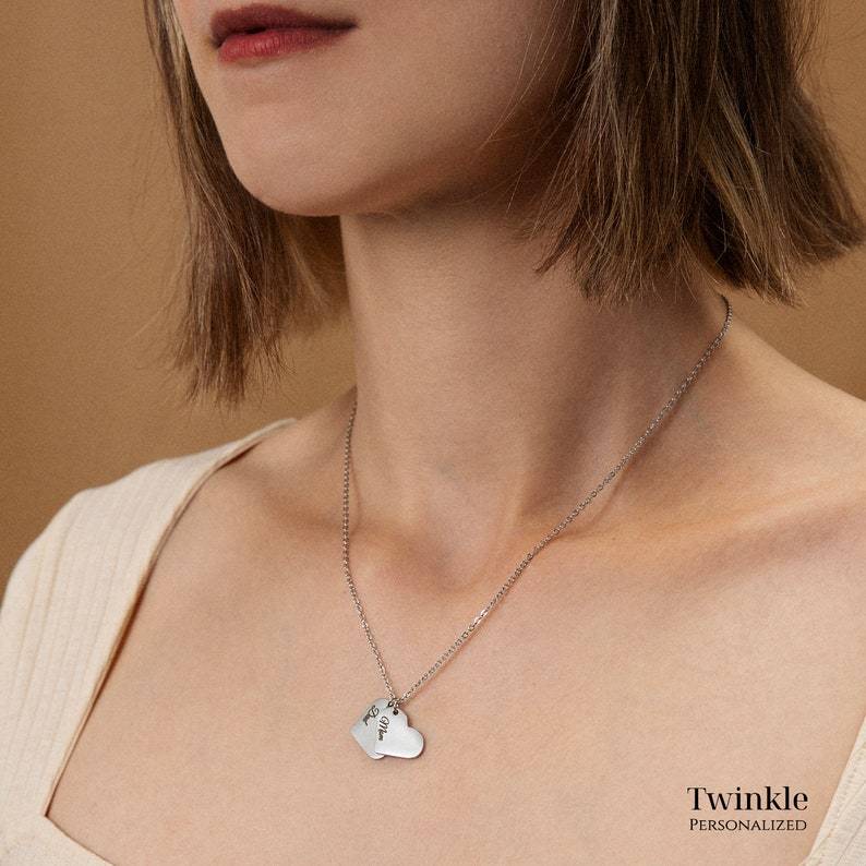 Personalized Jewelry Mother's Day Gift for Her Name Engraved Heart Necklace Friendship Unique Jewelry Meaningful Gift for Mom