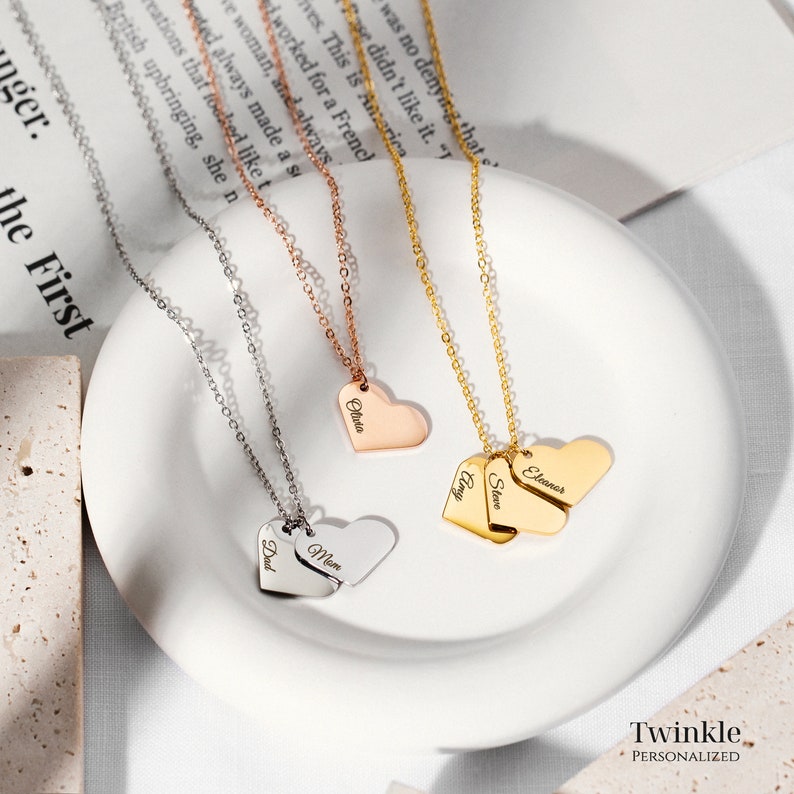 Personalized Jewelry Mother's Day Gift for Her Name Engraved Heart Necklace Friendship Unique Jewelry Meaningful Gift for Mom