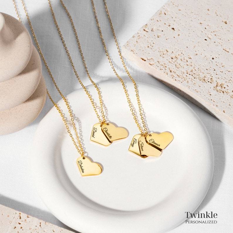 Personalized Jewelry Mother's Day Gift for Her Name Engraved Heart Necklace Friendship Unique Jewelry Meaningful Gift for Mom