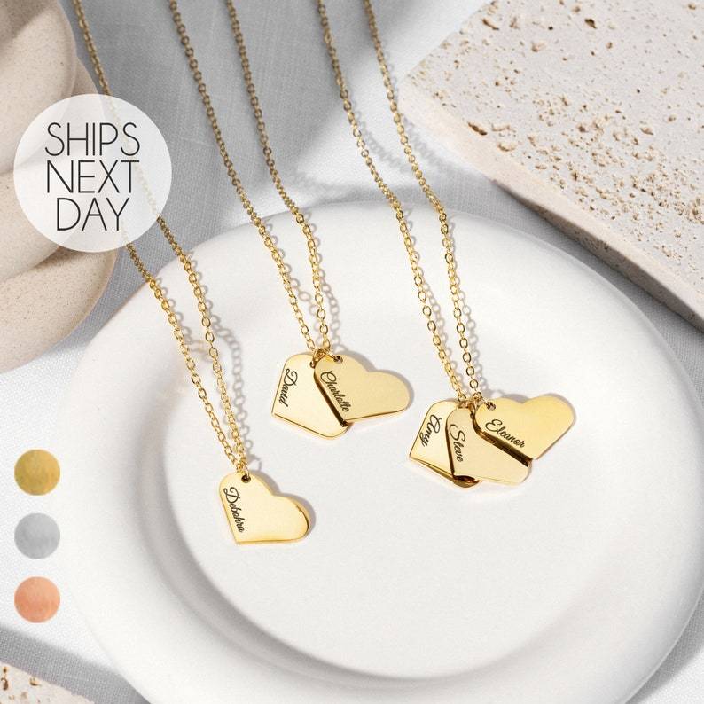 Personalized Jewelry Mother's Day Gift for Her Name Engraved Heart Necklace Friendship Unique Jewelry Meaningful Gift for Mom