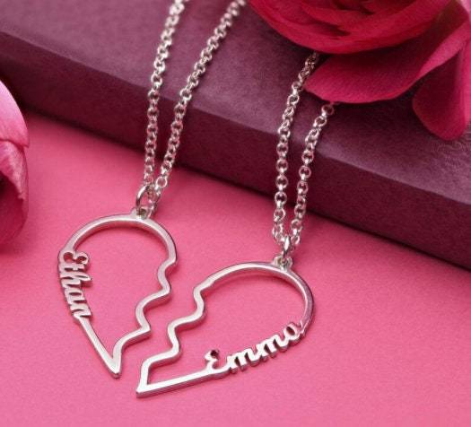 Friendship Necklace for 2 - Couples Necklace Set - Boyfriend Girlfriend Necklace