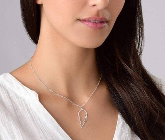 Friendship Necklace for 2 - Couples Necklace Set - Boyfriend Girlfriend Necklace