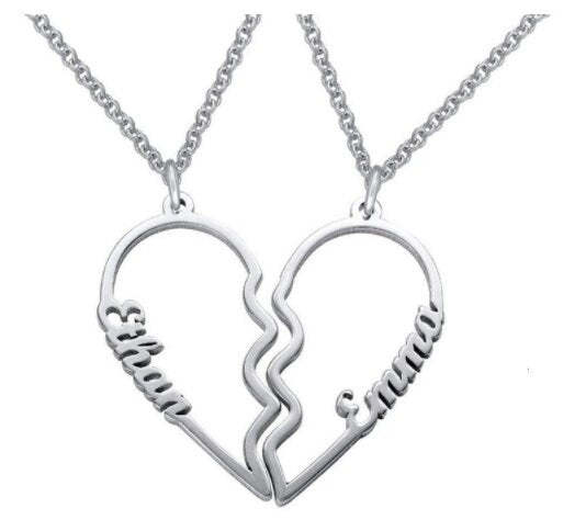 Friendship Necklace for 2 - Couples Necklace Set - Boyfriend Girlfriend Necklace