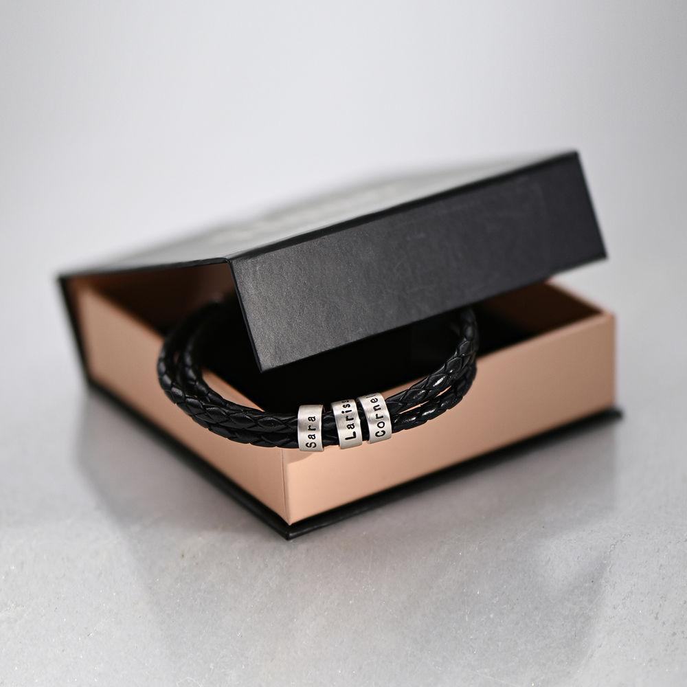 Braided Leather Bracelet with Custom Beads-Lobster Clasp